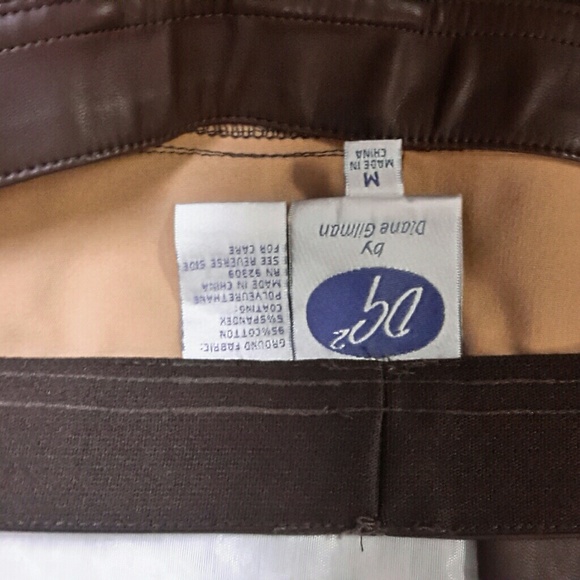 DG2 BROWN FAUX LEATHER STRAIGHT LEG PANT M - Picture 2 of 4